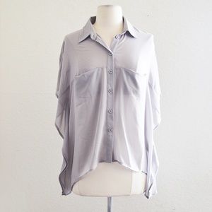 Gray Sheer Dolman Sleeve Layering Top Size Small